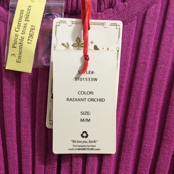 💗 NWT Pink Rose large ribbed knit 3 piece set 💗 - Picture 10 of 11